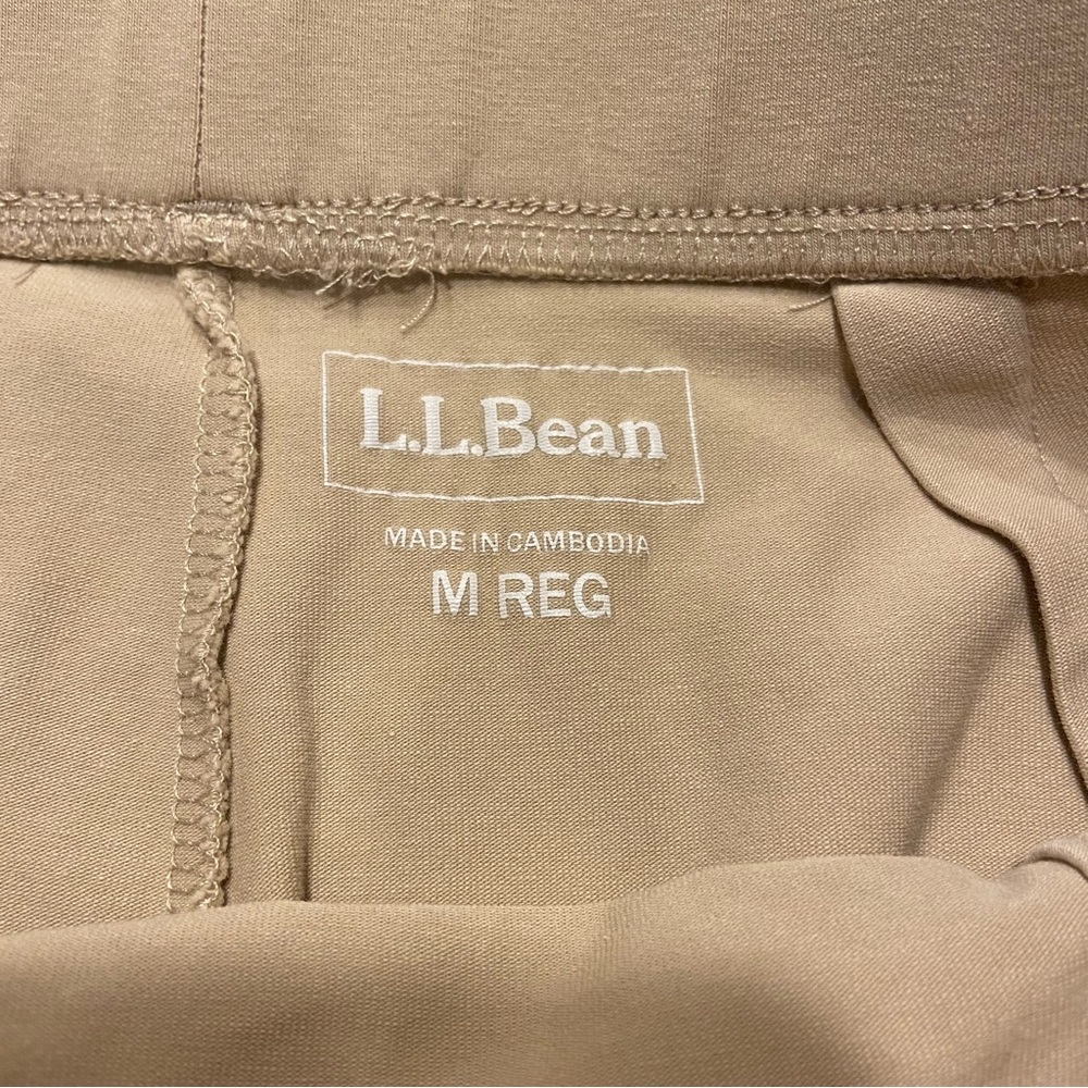 L.L. Bean tan Leggings Women’s Size Medium Cotton Pockets Wide Leg - Picture 3 of 7